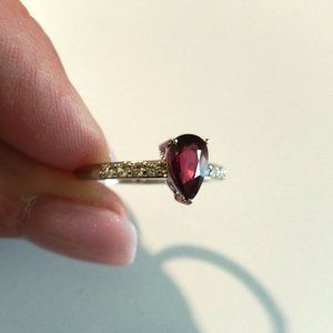 Genuine African Red Garnet Solid Gold Ring